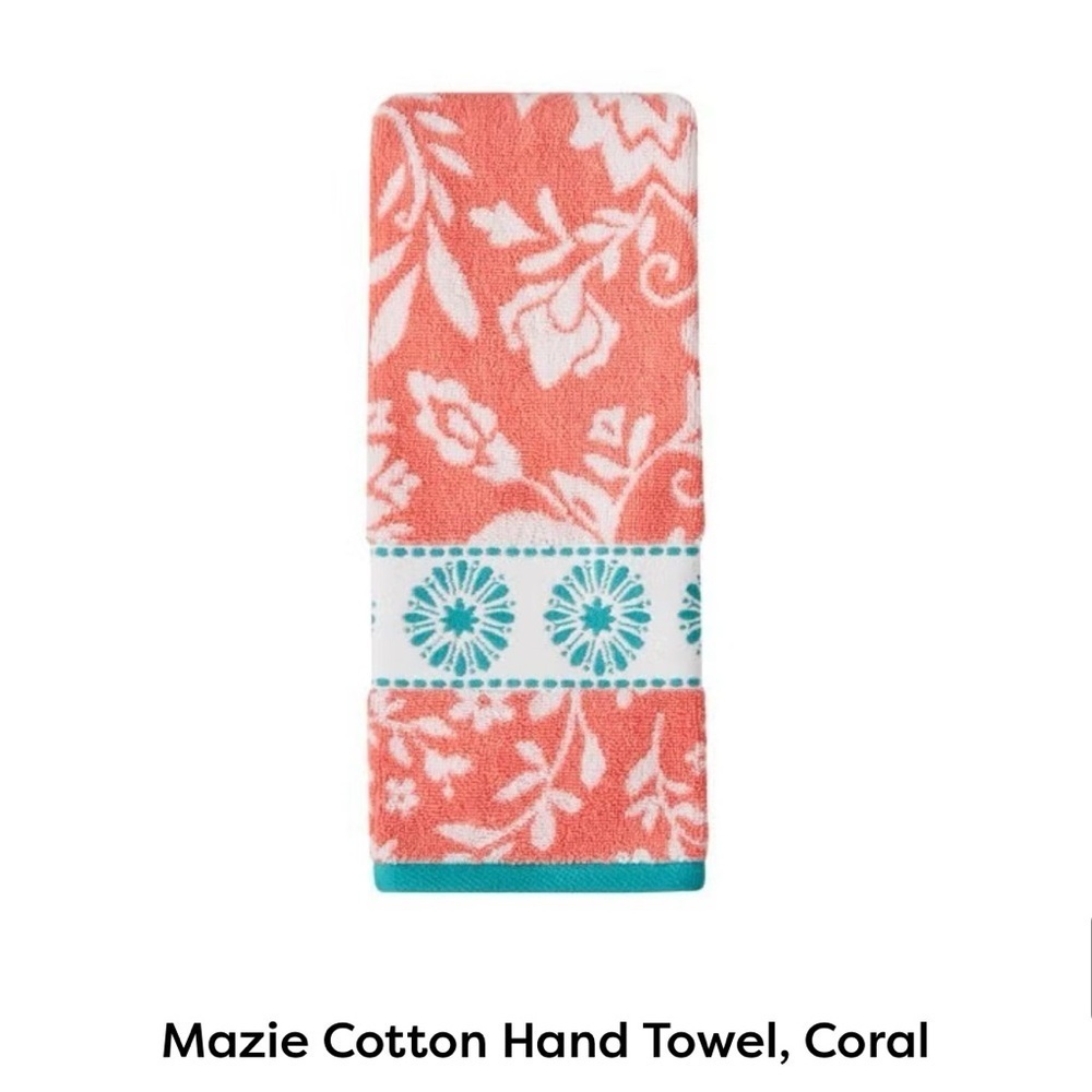 NEW Pioneer Woman Mazie Coral Hand Towel Only - 4 pack